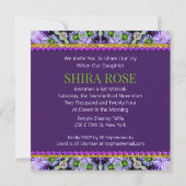 Groovy Lila Daisies Bat Mitzvah Einladung (Rückseite)