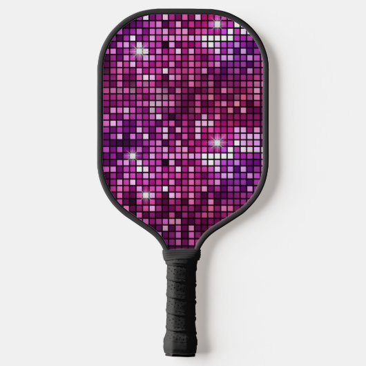 Groovy Lila Disco Ball Retro 70er Pickleball Schläger (Rückseite)