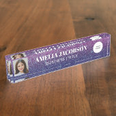 Groovy Lila Glitzer Benutzerdefiniertes Foto und L Namensplakette (Seite)