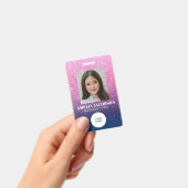 Groovy Lila Glitzer Mitarbeiter Foto-ID-Logo Ausweis (Handheld)