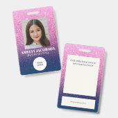 Groovy Lila Glitzer Mitarbeiter Foto-ID-Logo Ausweis (Vorder- & Rückseite)