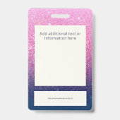 Groovy Lila Glitzer Mitarbeiter Foto-ID-Logo Ausweis (Rückseite)