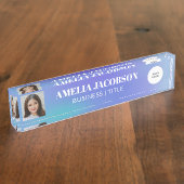 Groovy Lila Gradient Custom Foto Logo  Namensplakette (Seite)