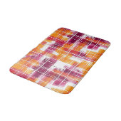 Groovy Lila Orange Kariert Gestreift Badematte (Schrägansicht)