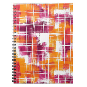 Groovy Lila Orange Kariert Gestreift Notizblock