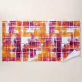 Groovy Lila Orange Kariert Gestreift   Strandtuch (Vorderseite)