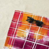 Groovy Lila Orange Kariert Gestreift   Strandtuch (Beispiel)