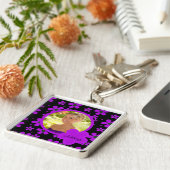 Groovy Lila und Black Foto Schlüsselanhänger (Seite)