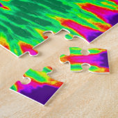 Groovy Lila und grüne Gefärbte Krawatte Spirale Puzzle (Seite)