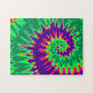 Groovy Lila und grüne Gefärbte Krawatte Spirale Puzzle