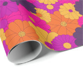 Groovy Lila und Pink Hippie Blume Power Geschenkpapier (Rolleneckpunkt)