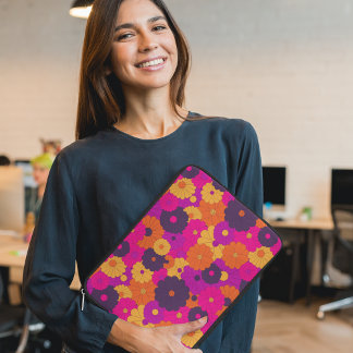 Groovy Lila und Pink Hippie Blume Power Laptopschutzhülle