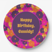 Groovy Lila und Pink Hippie Blume Power Pappteller (Vorderseite)