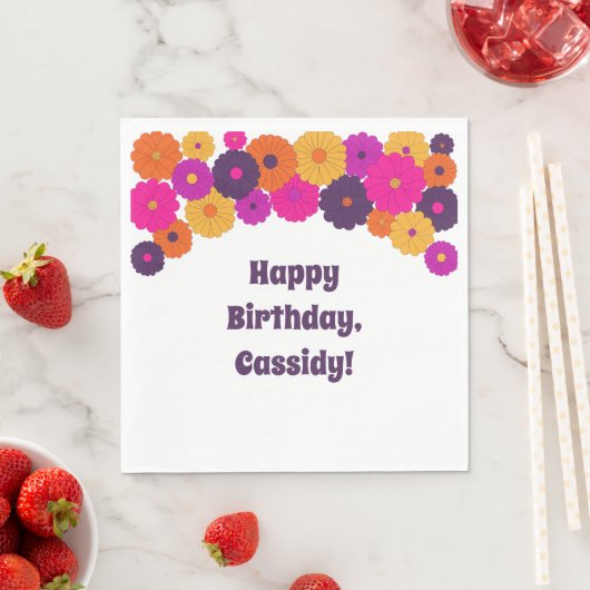 Groovy Lila und Pink Hippie Blume Power Serviette (Beispiel)