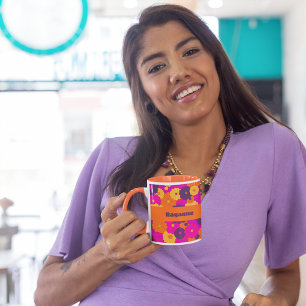 Groovy Lila und Pink Hippie Blume Power Tasse