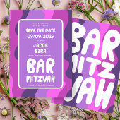 Groovy Lila Waves Custom Bat Bar Bnai Mitzvah Save The Date