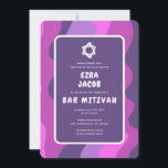 Groovy Lila Waves Star David Custom Bar Mitzvah Einladung<br><div class="desc">Perfekte Karte, um eine Fledermausmitzvah, Bar mitzvah oder andere jüdische Feier anzukündigen! Handgemachte Kunst für Sie mit Handgriff auf der Rückseite! Vollständig anpassbar! Klicken Sie auf "Personalisieren" oben, um den Text zu bearbeiten. Klicken Sie auf "Bearbeiten mit dem Design-Tool", um die Schriftart, Farben und Platzierungen anzupassen und das Design auf...</div>