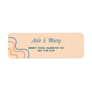 Groovy Lined Design Wedding Return Address Label w