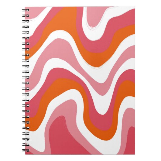 Groovy Liquid Orange und Pink Wavy Notizblock (Vorderseite)