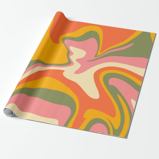 Groovy Liquified Marble Retro 60er Vintag Geschenkpapier (Ungerollt)