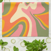 Groovy Liquified Marble Retro 60er Vintages Party Geschirrtuch (Gefaltet)