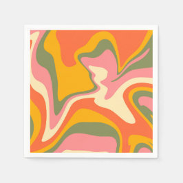 Groovy Liquified Marble Retro 60er Vintages Party Serviette