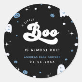 Groovy Little Boo Boy Halloween Baby Shower Ghost Runder Aufkleber (Vorderseite)