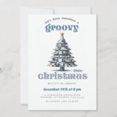 Groovy Little Christmas Disco Blue Christmas Party Einladung (Vorderseite)