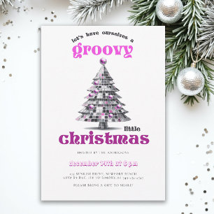 Groovy Little Christmas Disco Pink Weihnachtsfeier Einladung
