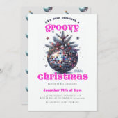 Groovy Little Christmas Disco Pink Weihnachtsfest Einladung (Vorne/Hinten)