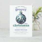 Groovy Little Christmas Disco Sage Christmas Party Einladung (Stehend Vorderseite)