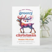 Groovy Little Disco Rentier Funny Christmas Party Einladung (Stehend Vorderseite)