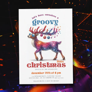 Groovy Little Disco Rentier Funny Christmas Party Einladung