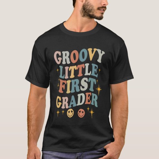 Groovy Little First Grader First Day Of School For T-Shirt (Vorderseite)