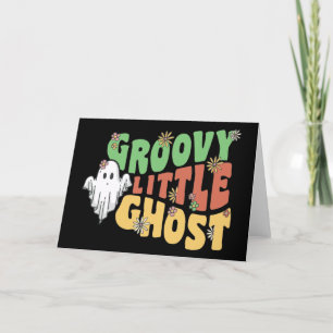 Groovy Little Ghost mit Vintagen Blume Halloween Feiertagskarte
