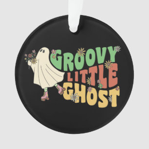 Groovy Little Ghost mit Vintagen Blume Halloween Ornament