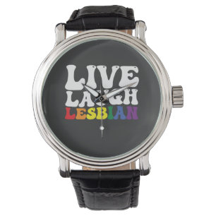 Groovy Live Laugh Lesbian LGBT Pride Armbanduhr