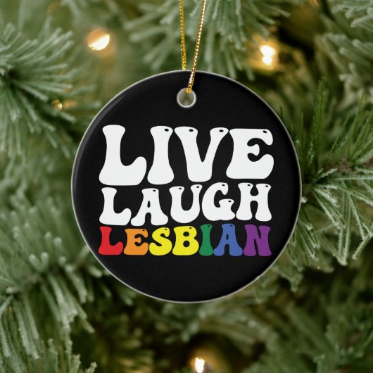 Groovy Live Laugh Lesbian LGBT Pride Keramik Ornament (Baum)