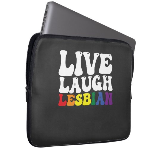 Groovy Live Laugh Lesbian LGBT Pride Laptopschutzhülle (Vorne Rechts)