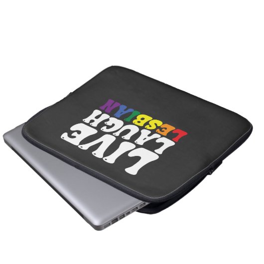 Groovy Live Laugh Lesbian LGBT Pride Laptopschutzhülle (Vorne Knopf)