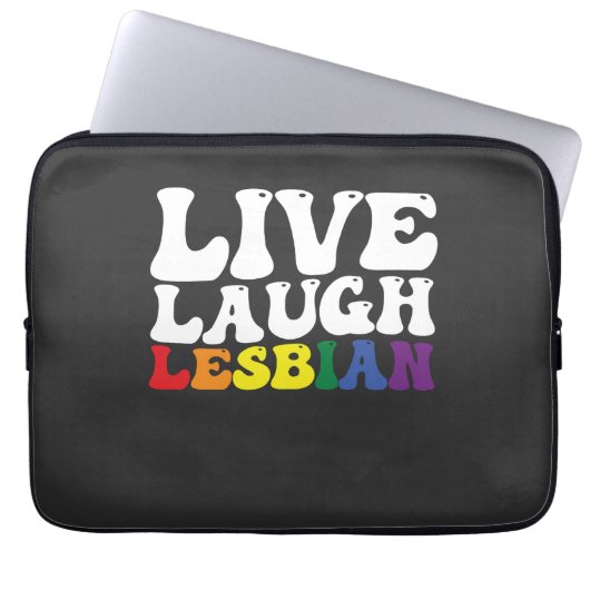 Groovy Live Laugh Lesbian LGBT Pride Laptopschutzhülle (Vorderseite)
