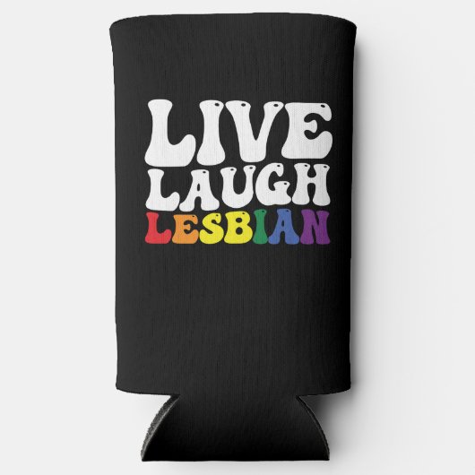 Groovy Live Laugh Lesbian LGBT Pride Selters Dosenkühler (Vorderseite)
