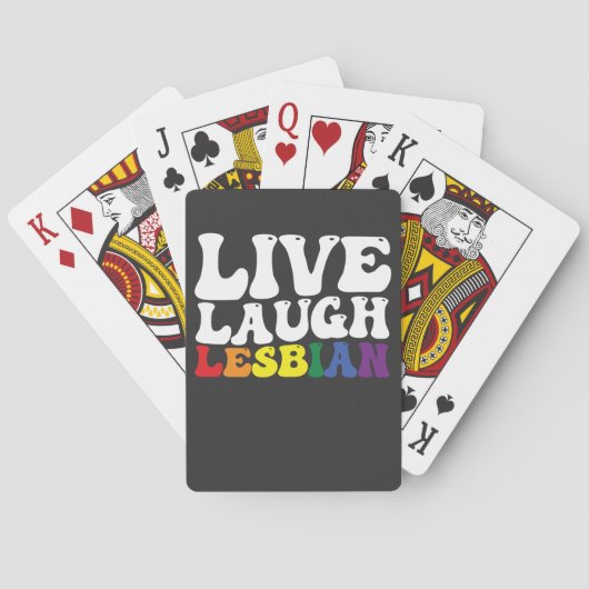 Groovy Live Laugh Lesbian LGBT Pride Spielkarten (Rückseite)