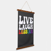 Groovy Live Laugh Lesbian LGBT Pride Wandteppich Mit Holzrahmen (Gewinkelt)