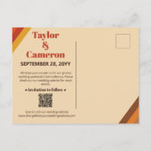 Groovy Long Shadow Typografy Orange Brown Wedding Postkarte (Rückseite)