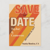 Groovy Long Shadow Typografy Orange Brown Wedding Postkarte (Vorderseite)