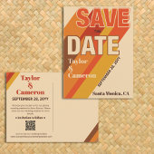 Groovy Long Shadow Typografy Orange Brown Wedding Postkarte