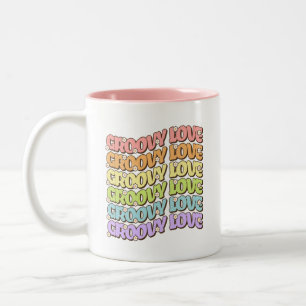 Groovy Love Daisy Retro Regenbogen Zweifarbige Tasse