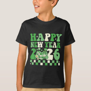 Groovy Lucky Happy Neujahr 2026 Disco-Kugel Frauen T-Shirt