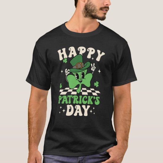 Groovy Lucky Shamrock Happy St Patrick's Day C Iri T-Shirt (Vorderseite)